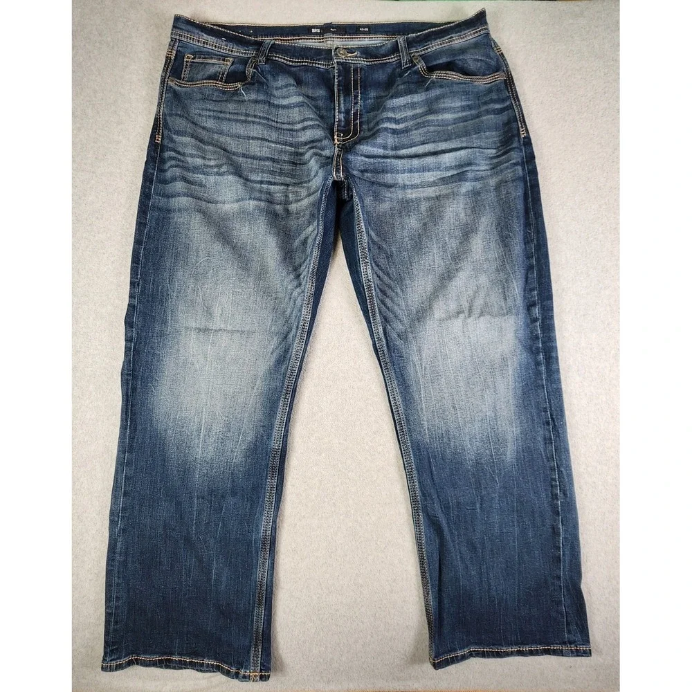 BKE Seth Jeans Mens 42x30 Medium Dark Wash Relaxed Straight Whisker Tag 42x32